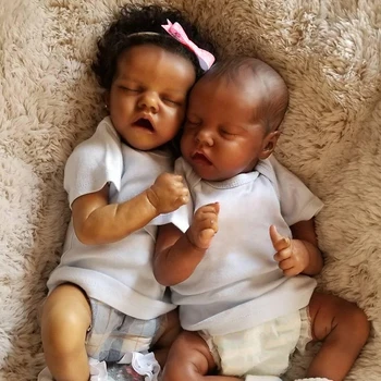 43CM התאום נולד מחדש הבובה עור כהה שחור אפריקאי בובות בעבודת יד מציאותי תינוק בבה מחדש צעצועים עבור בנות
