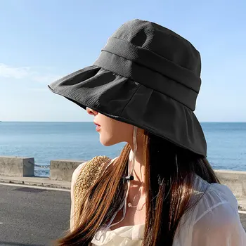 הקיץ דלי כובע הדייגים כובע נשים אופנתי תכליתי גדול ברים חיצונית מקרית הפנים שמשיה הכובע