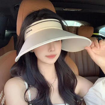 Ohmmayby 2023 קוריאנית קיץ אופנה חדשה סאטן קרח משי עמיד UV פתח הכובע העליון UPF50+ספורט תחת כיפת השמיים שמש כובע שמש כובעים לנשים
