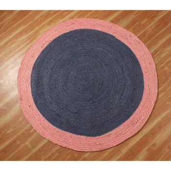 150x150cm שטיח יוטה טבעי בעבודת יד יד קלוע אזור המטבח שטיחים מחצלות שטיח עגול לסלון