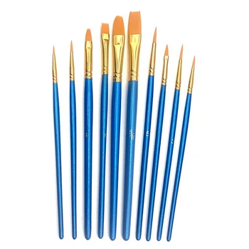 10 יח ' ניילון צבע מברשת מקצועית בצבעי אקריליק ציור שמן עץ להתמודד עם מברשות ציור אמנות ציוד מכשירי כתיבה