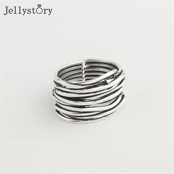 Jellystory 925 כסף סטרלינג פתח טבעות לנשים פשוט צורה עגולה יום הנישואין בסדר תכשיטי אצבע 2022 מגמה