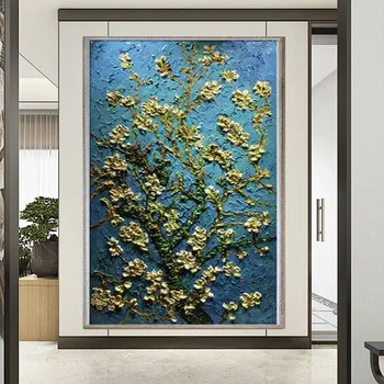 טהור מצוירים ביד פרח בד מופשט ציור שמן מינימליסטי אופנה אמנות מודרנית-קיר לחדר בבית קיר המרפסת של הסלון חדר השינה