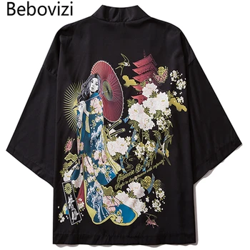 Bebovizi 2020 נשים סינית בסגנון קימונו יאקאטה מזדמן אנימה הדפסה קימונו מסורתי בגדי גברים יפנים החלוק המעיל